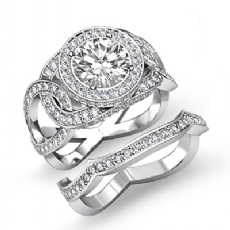 Twisted Halo Bridal Set diamond Ring 14k Gold White