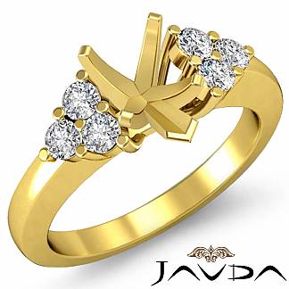 Round Diamond Three 3 Stone Pear Semi Mount Engagement Ring 18k Gold Yellow 0.3Ct