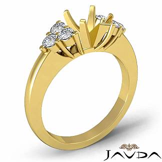 Round Diamond Three 3 Stone Pear Semi Mount Engagement Ring 18k Gold Yellow 0.3Ct