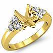 Round Diamond Three 3 Stone Pear Semi Mount Engagement Ring 18k Gold Yellow 0.3Ct