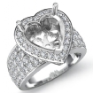 2Ct Halo Pave Setting Diamond Engagement Ring Heart Semi Mount 14k White Gold - javda.com 
