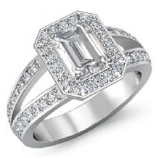 Filigree Sidestone Halo Pave diamond Ring 18k Gold White