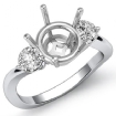 Round Diamond 3 Stone Engagement Semi Mount Ring Platinum 950 0.5Ct - javda.com 