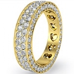 2 Row Women's Wedding Band Pave Diamond Heart Eternity 14k Gold Yellow Ring 2Ct