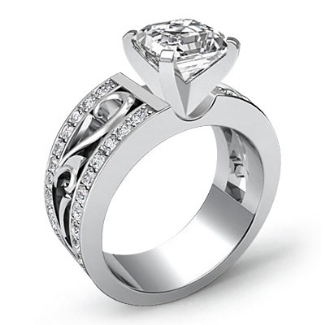 0.55Ct Round Diamond Fashion Wedding Ring Platinum Semi Mount Pave Setting