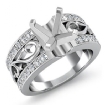 0.55Ct Asscher Diamond Fashion Wedding Ring 14k White Gold Semi Mount Pave Setting - javda.com 