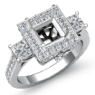 Diamond Three Stone Engagement Round Princess Ring Platinum 950 Halo Setting 1.1Ct - javda.com 