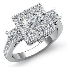 Circa Halo Three Stone Pave diamond Hot Deals 18k Gold White