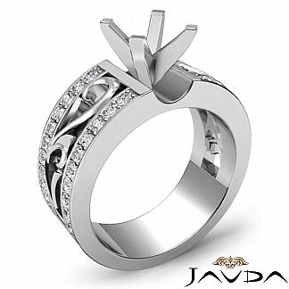 0.55Ct Round Diamond Fashion Wedding Ring Platinum 950 Semi Mount Pave Setting