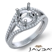 U Shared Prong Diamond Engagement Ring Round Semi Mount 18k White Gold 0.65Ct - javda.com 