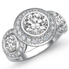 3 Stone Halo Pave Bezel Set diamond Hot Deals 18k Gold White