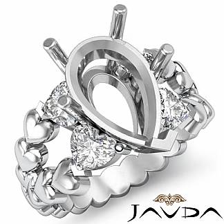 1Ct Antique Heart & Pear Diamond Engagement Ring Setting 14k Gold White Semi Mount