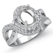 1Ct Diamond Engagement Antique Ring Oval Semi Mount Platinum 950 Halo Setting - javda.com 