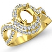 1Ct Diamond Engagement Antique Ring Oval Semi Mount 18k Gold Yellow Halo Setting