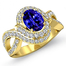 Curve Shank Halo Pave diamond Ring 18k Gold Yellow