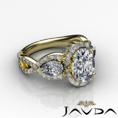 Petite Micropave Three Stone diamond Ring 14k Gold Yellow