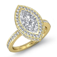 Crown Halo Petite Pave Set diamond Ring 14k Gold Yellow