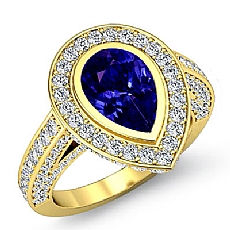 Halo Bezel Setting Sidestone diamond Ring 18k Gold Yellow