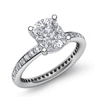 0.5Ct Pave Setting Diamond Engagement Ring Round Semi Mount Platinum