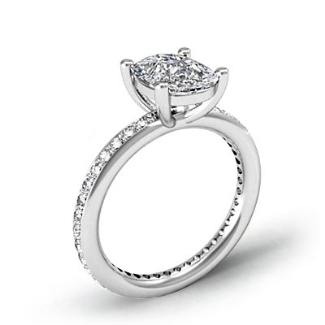 0.5Ct Pave Setting Diamond Engagement Ring Round Semi Mount Platinum
