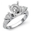 3 Stone Diamond Engagement Ring Pear Oval Setting Platinum 950 Semi Mount 1.21Ct - javda.com 