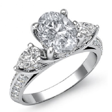 3 Stone Trellis Pave Set diamond Ring Platinum 950