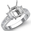 Emerald Diamond 3Stone Engagement Ring Platinum 950 Princess Channel Setting 0.8Ct