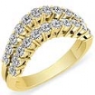 Women's Double Line Half Wedding Band 14k Gold Yellow Round Diamond Ring 1.55Ct