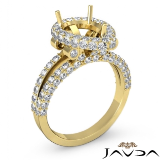 1.52Ct Pear Shape Semi Mount Halo Setting Diamond Engagement Ring 14k Gold Yellow