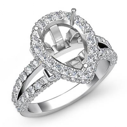 Platinum Engagement Ring Prong Set with Pear Shape Diamond and