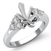 Round Diamond 3Stone Marquise Engagement Ring Setting Platinum 950 0.3Ct - javda.com 