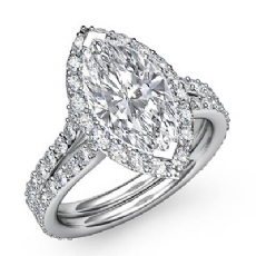 Split Shank Halo Pave diamond Ring 14k Gold White