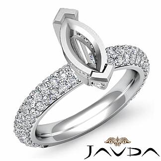 1.45Ct Side Stone Diamond Engagement Semi Mount Ring Marquise Setting Platinum 950