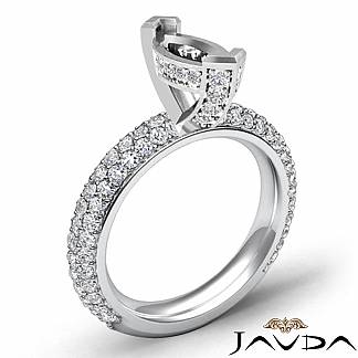 1.45Ct Side Stone Diamond Engagement Semi Mount Ring Marquise Setting Platinum 950
