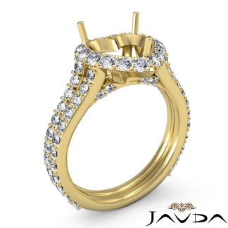 1.29Ct Diamond Engagement Ring Halo Setting 18k Gold Yellow Heart Cut Semi Mount