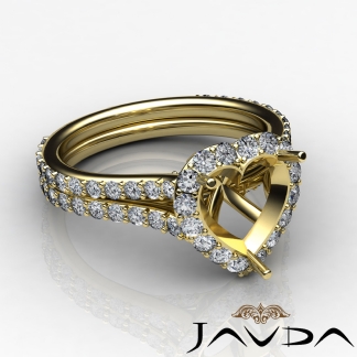 1.29Ct Diamond Engagement Ring Halo Setting 18k Gold Yellow Heart Cut Semi Mount