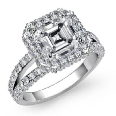 Circa Halo Pave Sidestone diamond Ring 18k Gold White