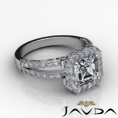 Circa Halo Pave Sidestone diamond Ring 14k Gold White