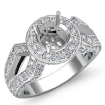 1.42Ct Diamond Engagement Halo Pave Setting Ring Round Semi Mount 18k White Gold - javda.com 
