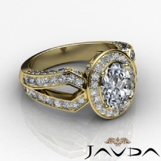 Vintage Halo Pave Filigree diamond Ring 18k Gold Yellow