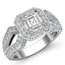 Halo Sidestone Split Shank diamond Ring 18k Gold White