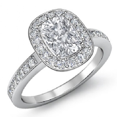 Classic Halo Pave Sidestone diamond Ring 18k Gold White