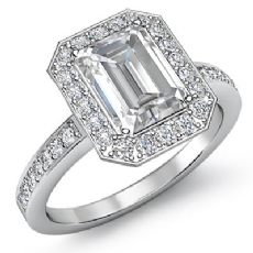 Halo Sidestone Pave Setting diamond Ring 18k Gold White