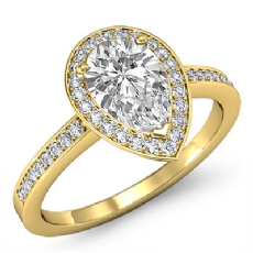 Pave Set Halo Sidestone diamond  14k Gold Yellow