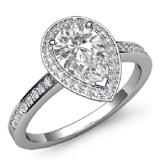 Pave Set Halo Sidestone diamond Ring 18k Gold White