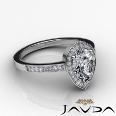 Pave Set Halo Sidestone diamond Ring 18k Gold White