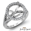 U Split Prong Halo Round Semi Mount Diamond Engagement Ring Platinum 950 0.74Ct - javda.com 