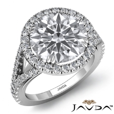 U Split Prong Halo Double Claw diamond Ring 18k Gold White