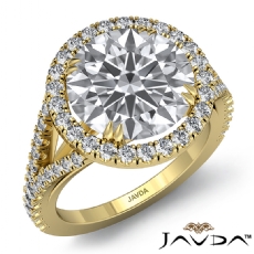 U Split Prong Halo Double Claw diamond Ring 18k Gold Yellow