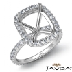 French Cut Pave Halo Cushion Semi Mount Diamond Engagement Ring Platinum 950 0.54Ct - javda.com 
